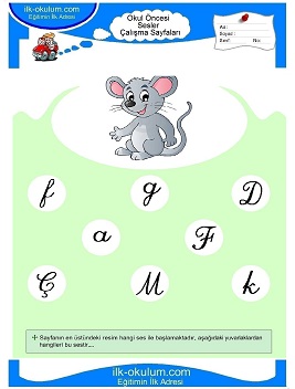 Çocuklar İçin F Sesi Çalışma Sayfaları 